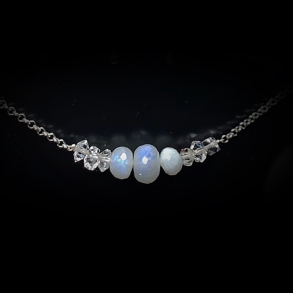 Moonstone & Herkimer Diamond Chocker Necklace! SALE! - Picture 6 of 8